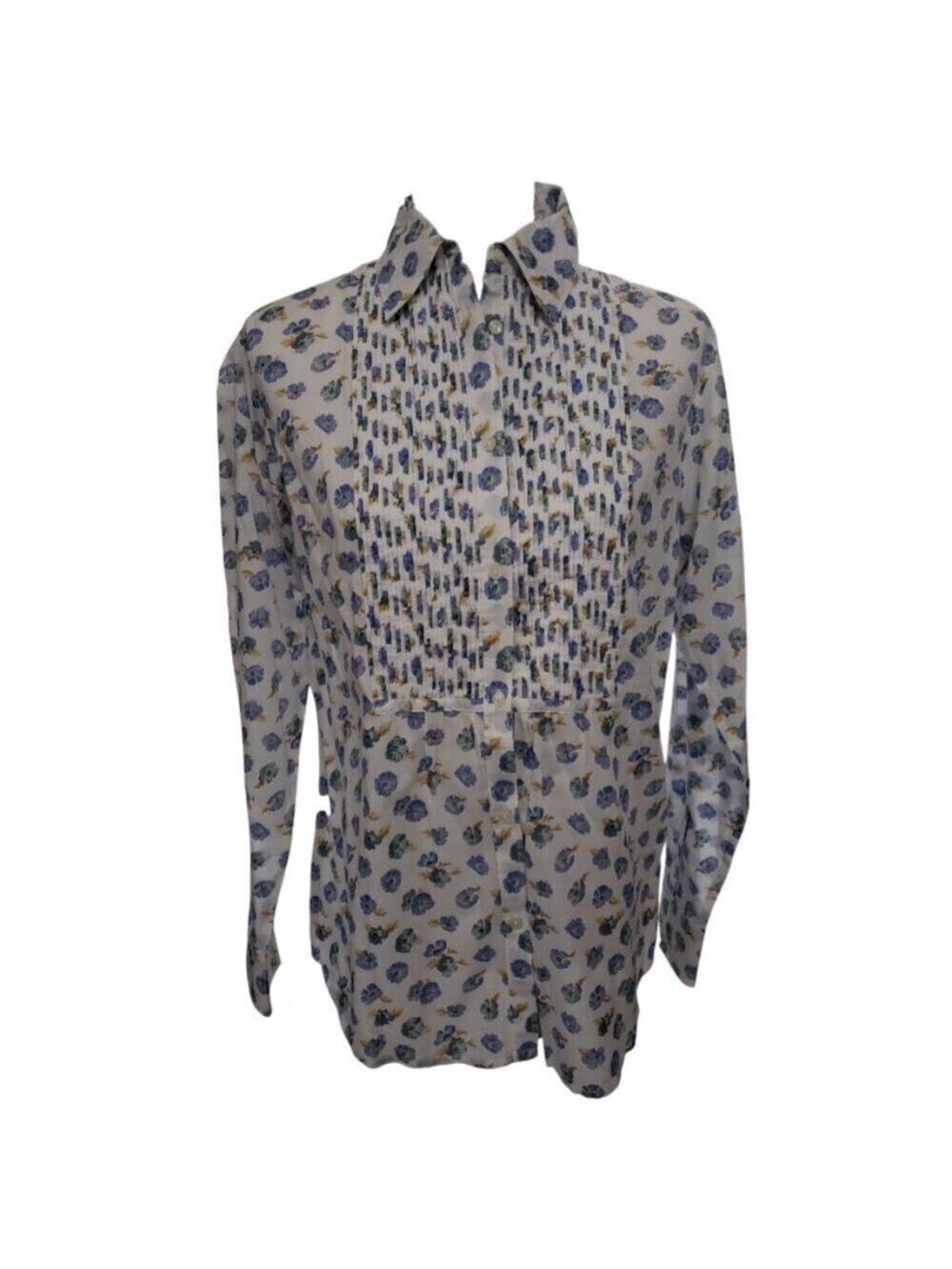 GAP Women's White & Purple Floral Print Button Down Blouse Small